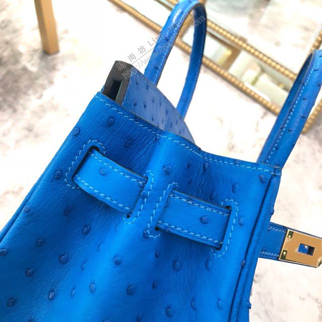 Hermes女包 愛馬仕Birkin30cm Hermes鉑金包 進口k級鴕鳥皮 手工蠟線縫製 Hermes鴕鳥皮手提女包  am1991